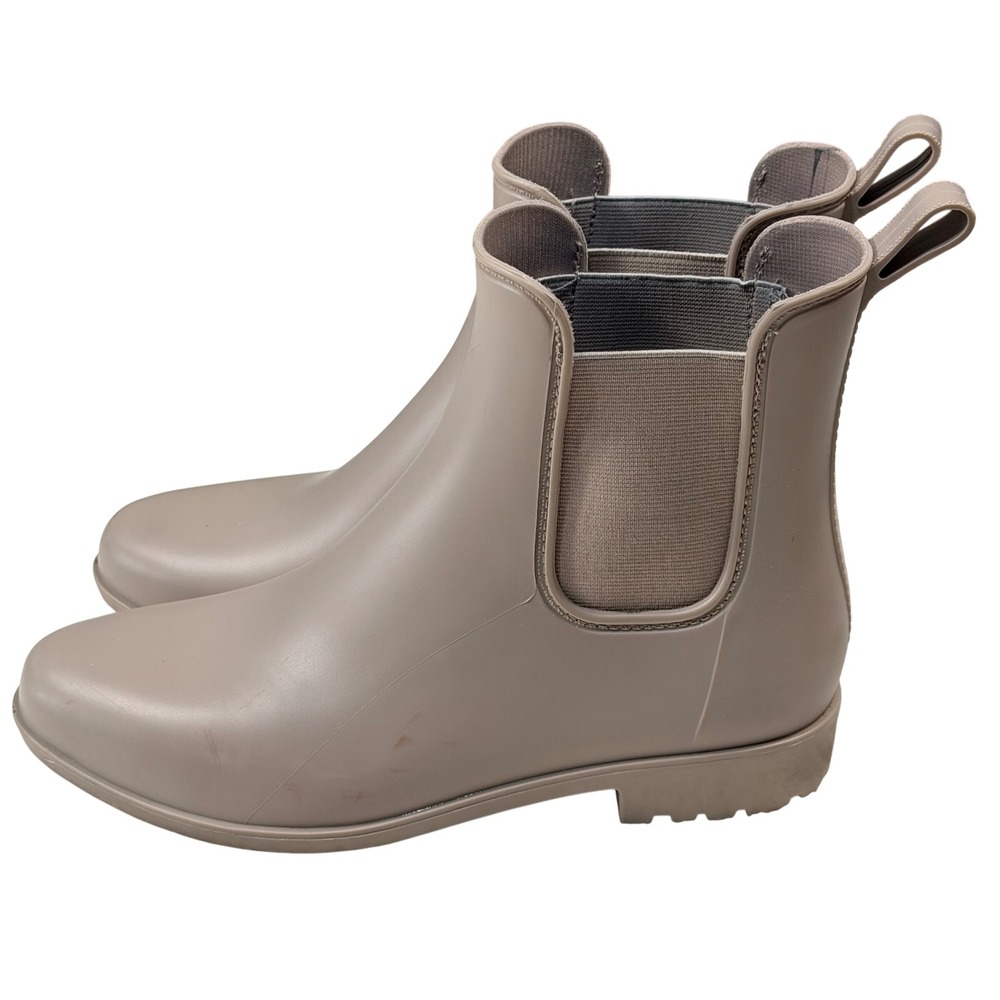 Taupe Rubber Chelsea Rain Boots Ankle Lug Sole‎ Matte Gorpcore Womens Size 8